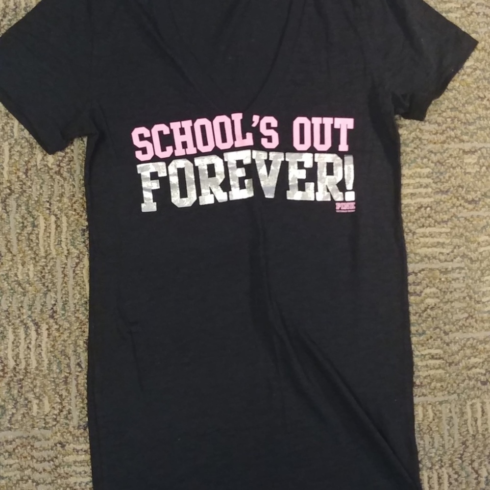 PINK VS Victoria's Secret Black V Neck Tee, size S